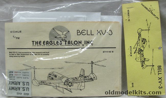 Eagles Talon 1/72 Bell XV-3 US Army Convertiplane - Bagged, ET117-82B plastic model kit
